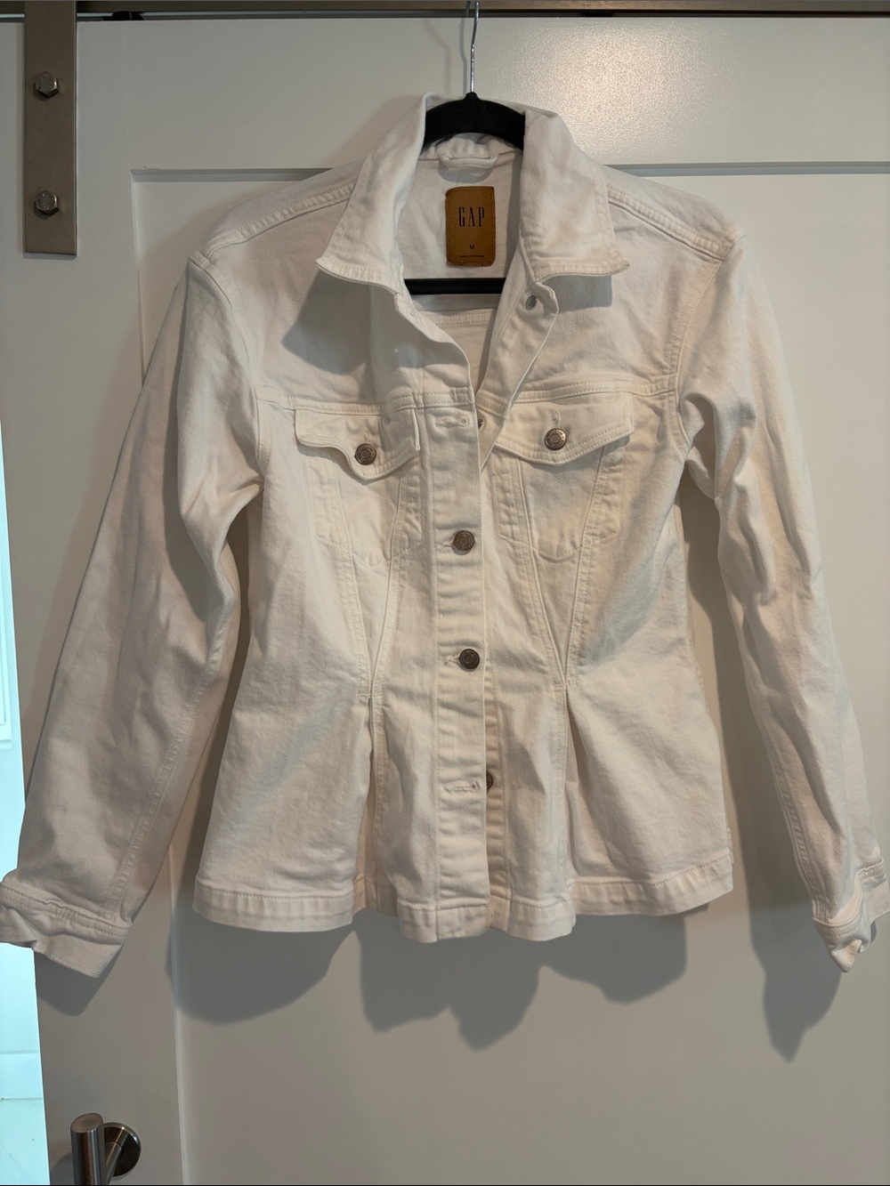 GAP White Denim Button-Front Jacket